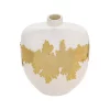 Best deal ⌛ Kingston Living 10" White and Gold Abstract Stripe Tabletop Vase 🧨