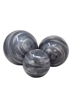 Coupon ✨ Kingston Living Set of 3 Blue and Gray Solid Spherical Orbs Tabletop Decor 6" 😉