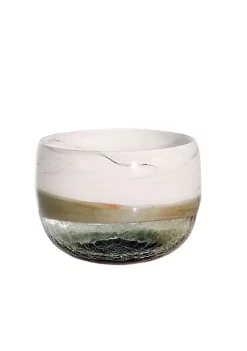 Promo 🎉 Kingston Living 8.75" White and Gray Glam Three Layered Texture Glass Smokey Bowl ✨ -Kingston Living Shop Belk 863