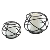 Cheap 🧨 Kingston Living Set of 2 Black Glass Decorative Orb Candle Holders 8" 🥰