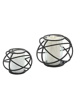 Cheap 🧨 Kingston Living Set of 2 Black Glass Decorative Orb Candle Holders 8" 🥰 -Kingston Living Shop Belk 868