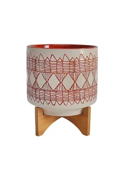 Top 10 ✔️ Kingston Living 11" Orange Ceramic Aztec Decorative Planter with Stand 🎁