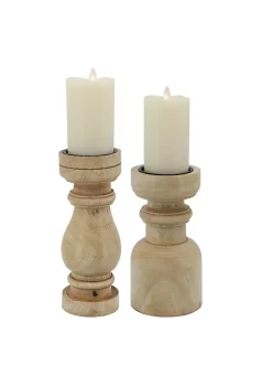 Flash Sale 🎁 Kingston Living 11" Natural Brown and Black Wooden Pillar Candle Holder 👏 -Kingston Living Shop Belk 876