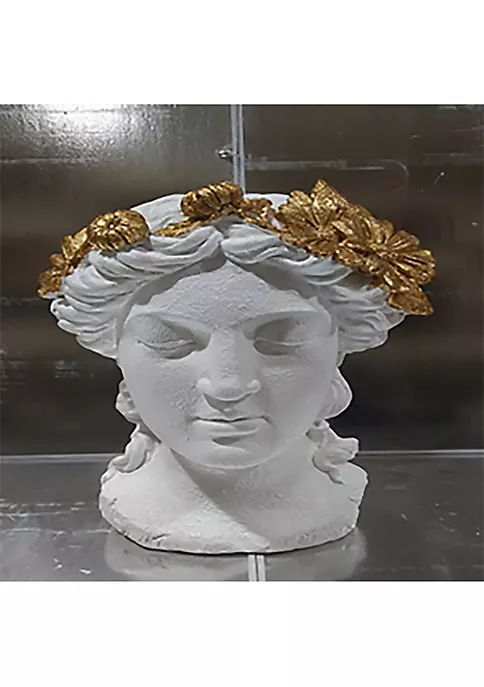 Outlet π Kingston Living 16" White and Gold Daisies Lady Head Decorative Planter π 1 Outlet π Kingston Living 16" White and Gold Daisies Lady Head Decorative Planter π