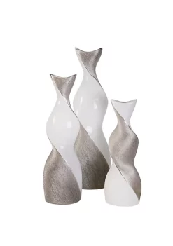 Cheapest ✨ Kingston Living 20" White and Silver Two Tone Ceramic Twisted Vase 🎉 -Kingston Living Shop Belk 908
