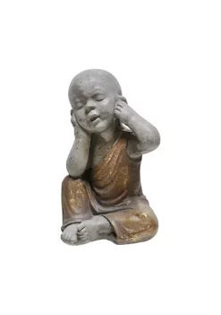 Brand new 🔔 Kingston Living 12" Gray and Gold No Hear Baby Monk Decorative Figurine 🤩 -Kingston Living Shop Belk 923