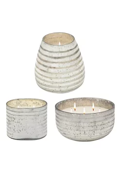 Flash Sale 🥰 Kingston Living 7" Silver Striped Glass Bowl with Candle 🌟 -Kingston Living Shop Belk 926