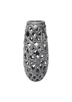 Discount ✨ Kingston Living 13" Metallic Silver Ceramic Cut Out Tabletop Vase 👏 -Kingston Living Shop Belk 931