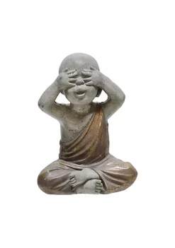 Promo 😉 Kingston Living 12" Gray and Gold No See Baby Monk Decorative Figurine 😉