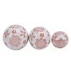 Buy 🛒 Kingston Living Set of 3 White and Red Lotus Ceramic Spherical Orbs Tabletop Decor 6" 😀