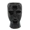 Flash Sale 🧨 Kingston Living 12.5" Geometric Face Vase in Shiny Black Ceramic 😍