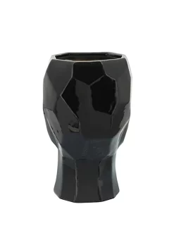 Flash Sale 🧨 Kingston Living 12.5" Geometric Face Vase in Shiny Black Ceramic 😍 -Kingston Living Shop Belk 977