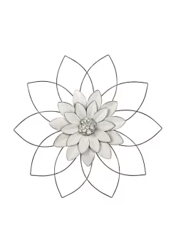 Flash Sale 😀 Kingston Living 25" White and Gold Flower Wall Decor 🧨