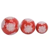 Deals ⭐ Kingston Living Set of 3 Red and White Lotus Ceramic Spherical Orbs Tabletop Decor 6" 😍