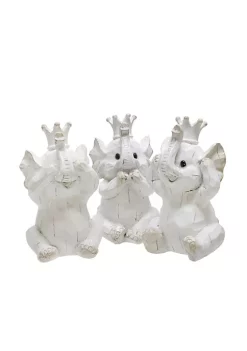 Buy 😍 Kingston Living Set of 3 White and Black Baby Elephants No Evil Tabletop Figurines 8.25" 🌟 -Kingston Living Shop Belk 994